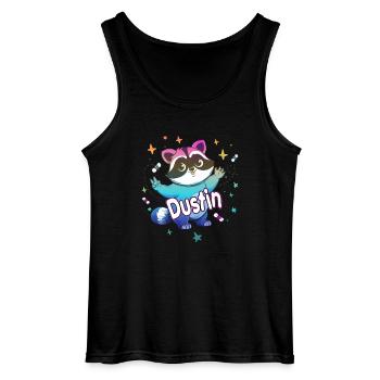 DUSTIN - Schöner Jungen Name mit süßem Waschbär - Gildan Männer Tank Top - Schwarz - Vorne - AI Model Male 185 dark (185cm)