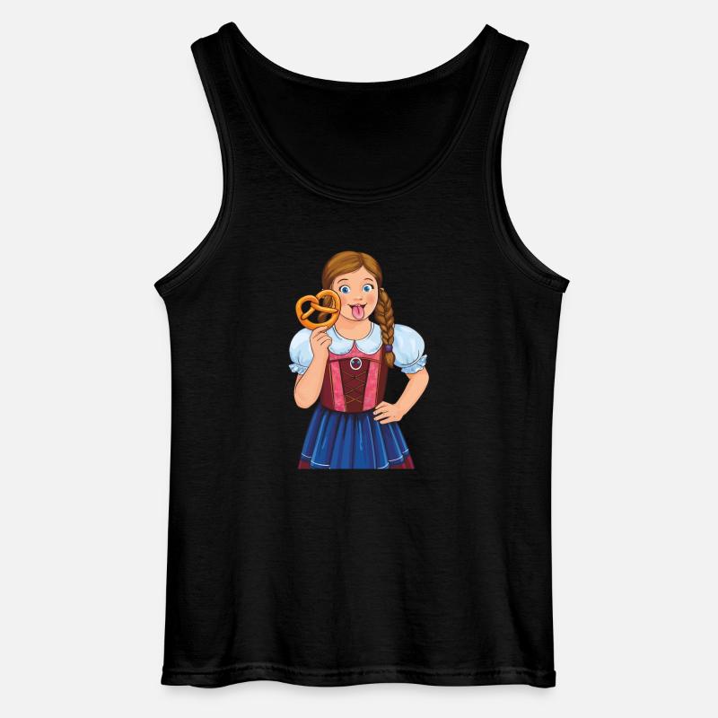 MÄDCHEN DIRNDL BREZEL - Gildan Männer Tank Top - Schwarz