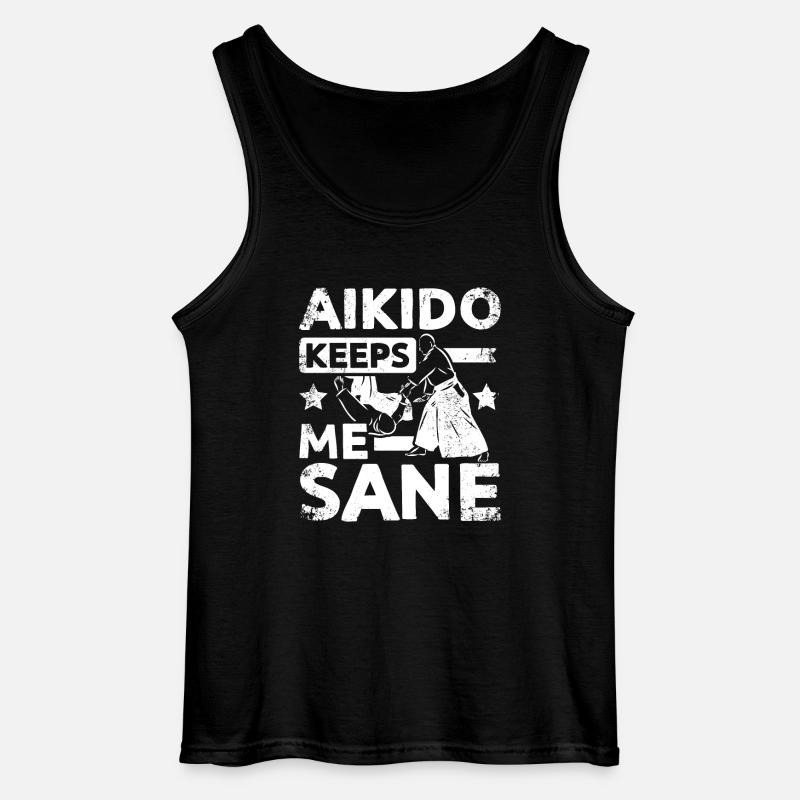 Aikido keeps me sane - Gildan Männer Tank Top - Schwarz
