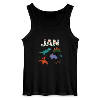 JAN - Schöner Jungen Name mit Dinosaurier - Gildan Männer Tank Top - Schwarz - Vorne - AI Model Male 185 dark (185cm)
