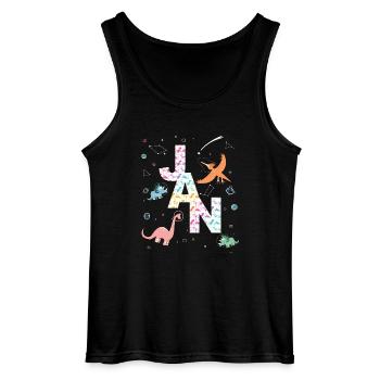 JAN - Schöner Jungen Name mit Dinosaurier - Gildan Männer Tank Top - Schwarz - Vorne - AI Model Male 185 dark (185cm)