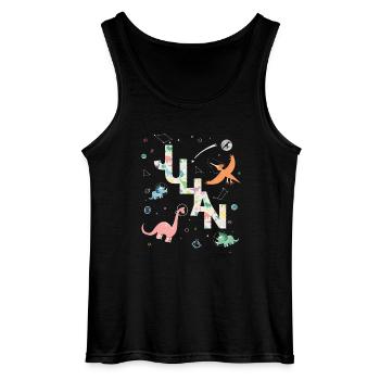 JULIAN - Beau prénom de garçon avec dinosaure - Débardeur Gildan Homme - noir - Devant - AI Model Male 185 dark (185cm)