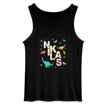 NIKLAS - Schöner Jungen Name mit Dinosaurier - Gildan Männer Tank Top - Schwarz - Vorne - AI Model Male 185 dark (185cm)