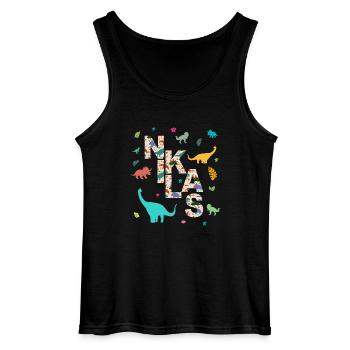 NIKLAS - Schöner Jungen Name mit Dinosaurier - Gildan Männer Tank Top - Schwarz - Vorne - AI Model Male 185 dark (185cm)
