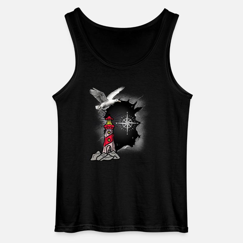 maritim Möwe Kompass Leuchtturm Möwen - Gildan Männer Tank Top - Schwarz