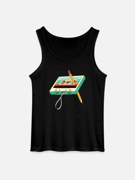 Cassette Tape potlood jaren 1980 Retro Vintage - Gildan mannen tanktop - zwart