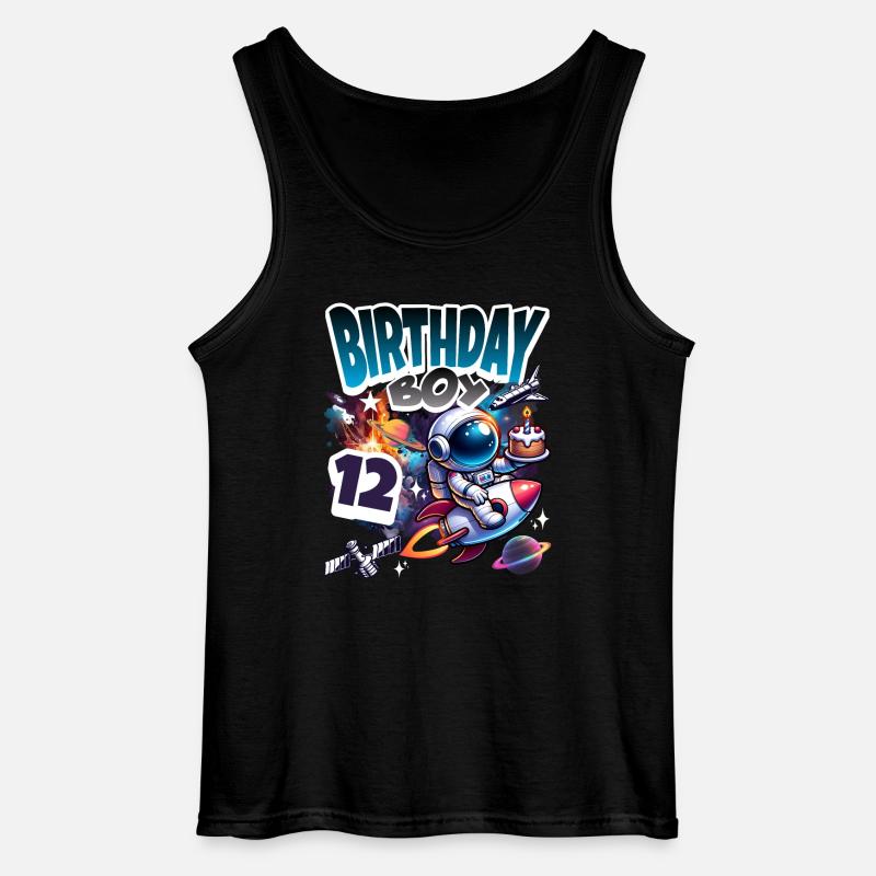Astronaut 12th Birthday Space - Gildan Men’s Tank Top - black