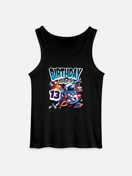 Astronaut 13th Birthday Space - Gildan Men’s Tank Top - black
