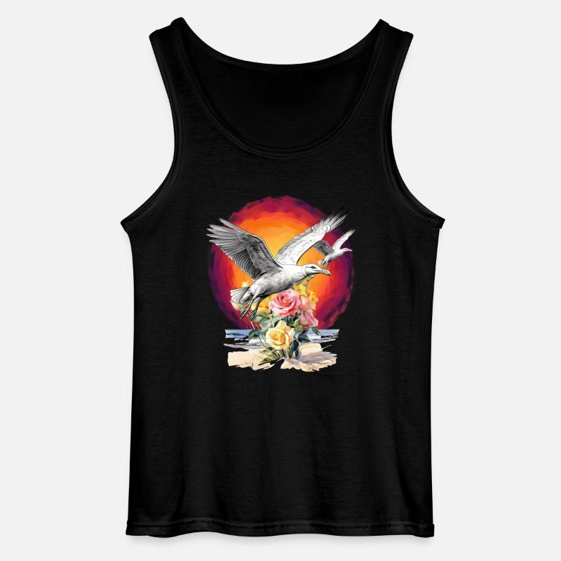 Seagulls Seagull Seagulls Maritime Sunset - Gildan Men’s Tank Top - black