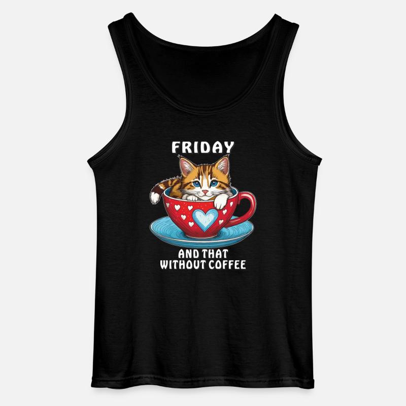 KATZE KAFFEETASSE FRIDAY COFFEE - Gildan Männer Tank Top - Schwarz
