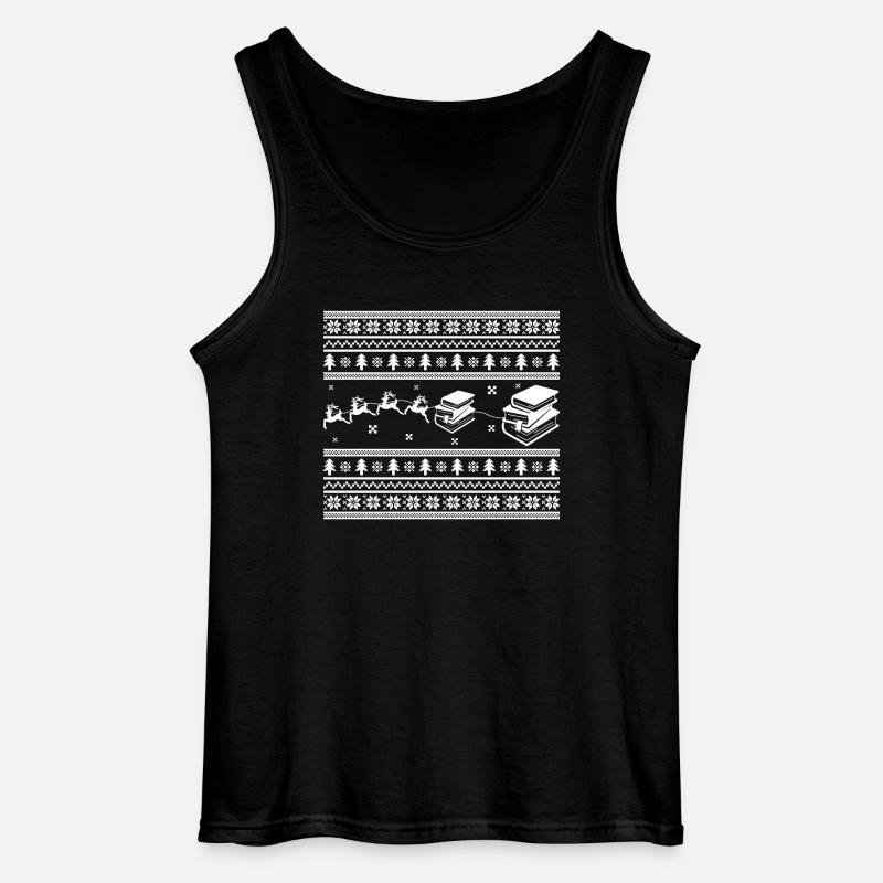 Reader Reading Book Christmas - Gildan Men’s Tank Top - black