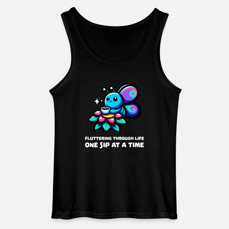 Fluttering Through Life Coffee Butterfly - Gildan Männer Tank Top - Schwarz