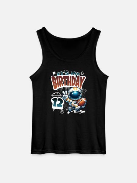 Astronaut 12th Birthday Football - Gildan Men’s Tank Top - black