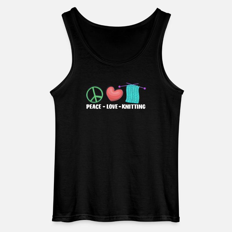 Frieden Liebe Stricken Handarbeit - Gildan Männer Tank Top - Schwarz