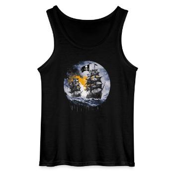 bateau pirate, pirates, capitaine, voilier, - Débardeur Gildan Homme - noir - Devant - AI Model Male 185 dark (185cm)