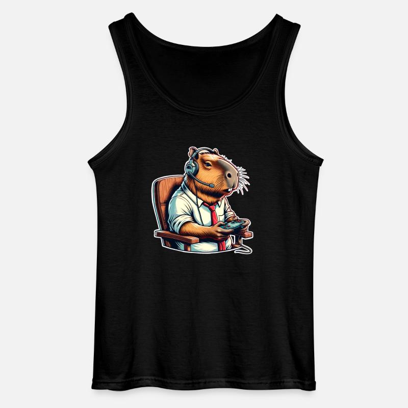 Capybara Gaming Nerd - Gildan Männer Tank Top - Schwarz