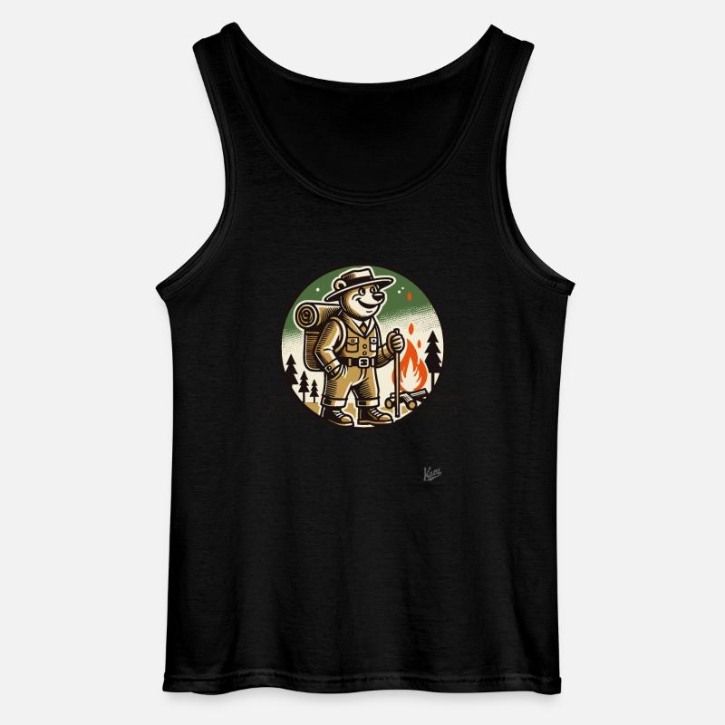 Wanderer- und Camping-Bär - Gildan Männer Tank Top - Schwarz
