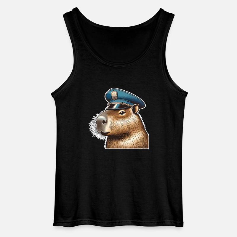 Capybara Polizei - Gildan Männer Tank Top - Schwarz