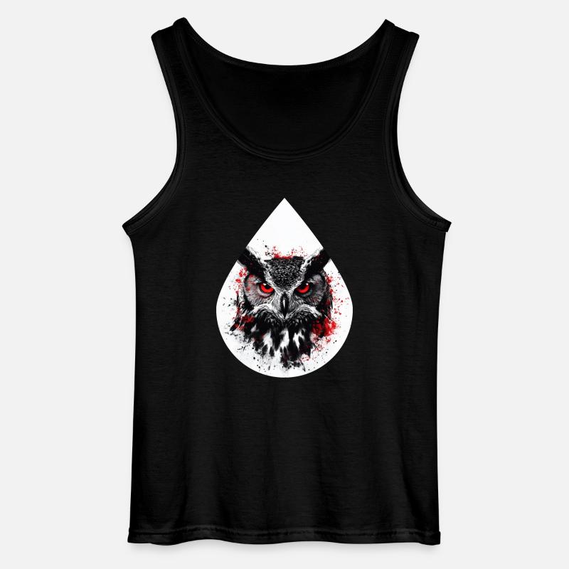 Trashpolka Eule Schwarz Rot - Gildan Männer Tank Top - Schwarz