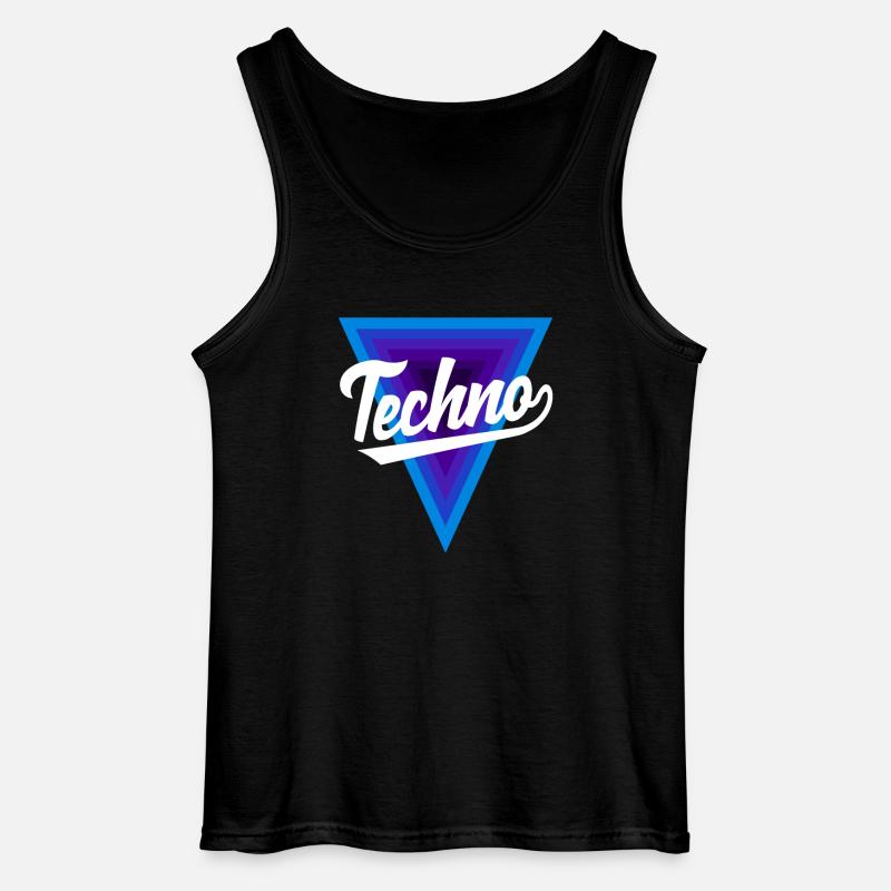 Techno Lover Triangle Design - Gildan Men’s Tank Top - black