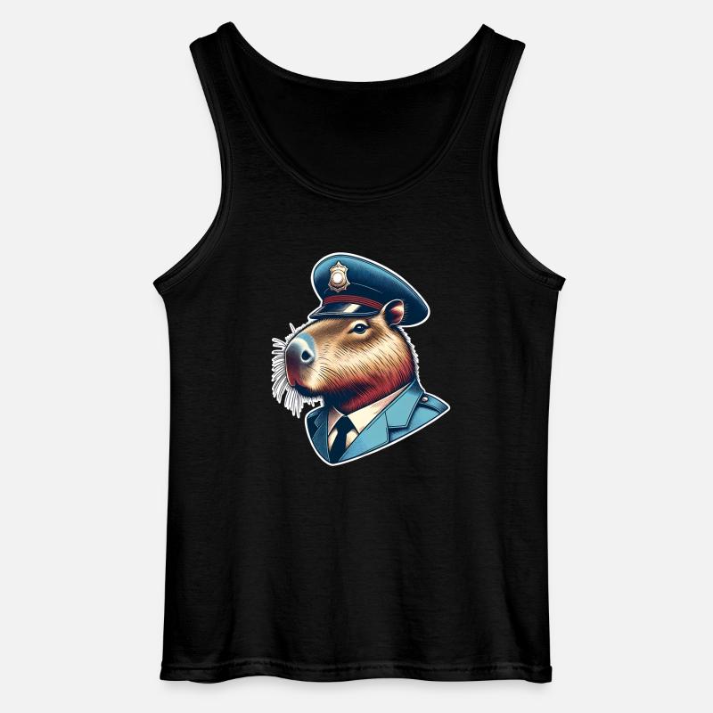 Capybara Polizei - Gildan Männer Tank Top - Schwarz