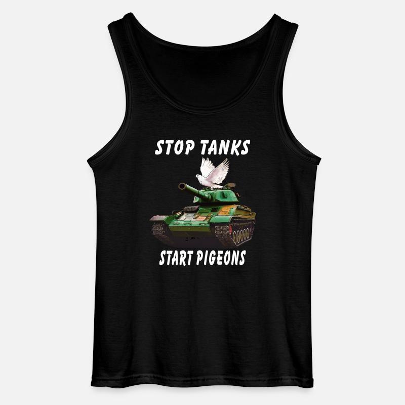 STOP TANKS START PIGEONS - Gildan Männer Tank Top - Schwarz