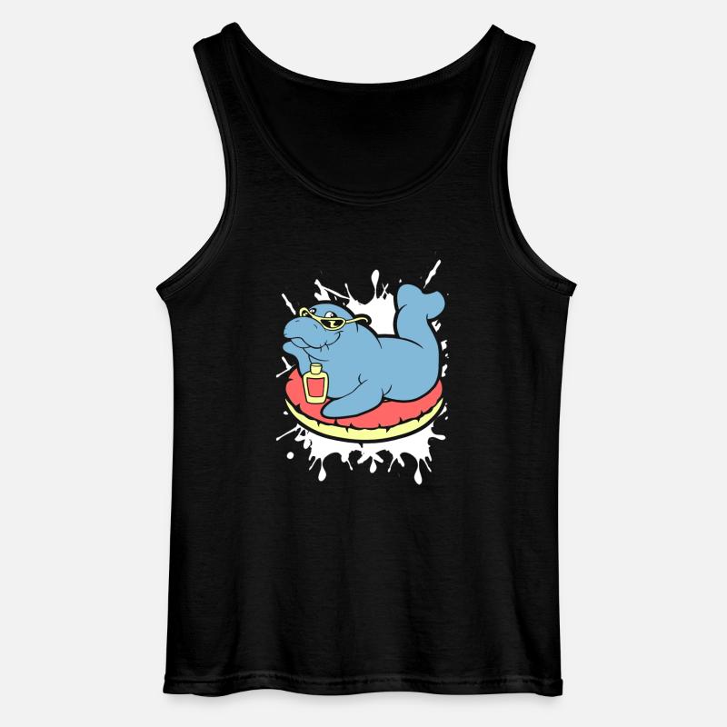 Funny Manatee Does Sunbath - Gildan Men’s Tank Top - black