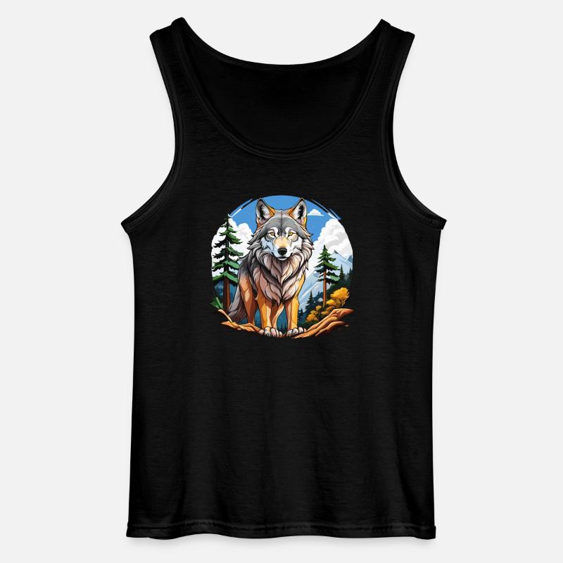 WOLF FOREST - Gildan Men’s Tank Top - black
