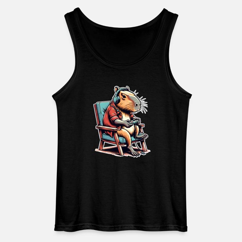 Capybara Gaming Nerd - Gildan Men’s Tank Top - black