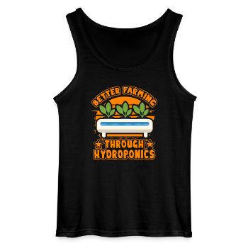 Better Farming through Hydroponics - Gildan Men’s Tank Top - black - Front - AI Model Male 185 dark (185cm)