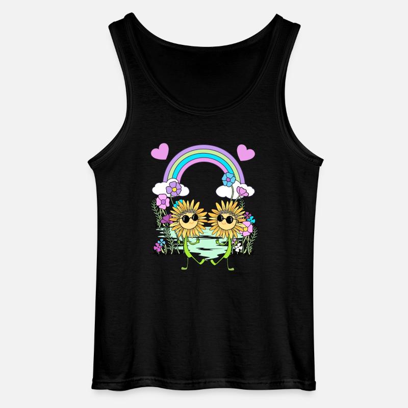 Regenbogen Hippie Sonnenblumen Kinder - Gildan Männer Tank Top - Schwarz