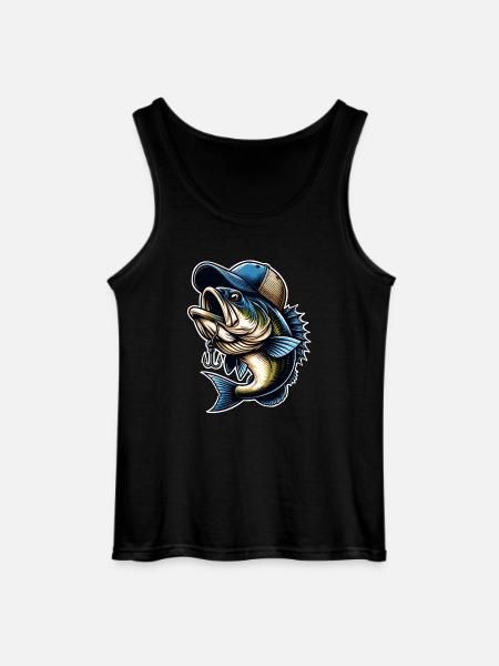 Fiske Fisk Med Cap Fisk Krok - Gildan tanktopp herr - svart