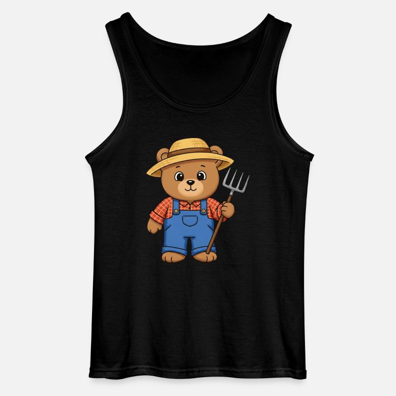 Teddybär Farmer - Gildan Männer Tank Top - Schwarz