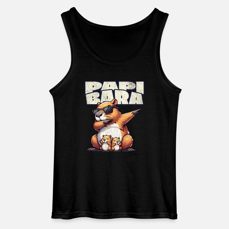Papibara Capybara Father Dad - Gildan Men’s Tank Top - black