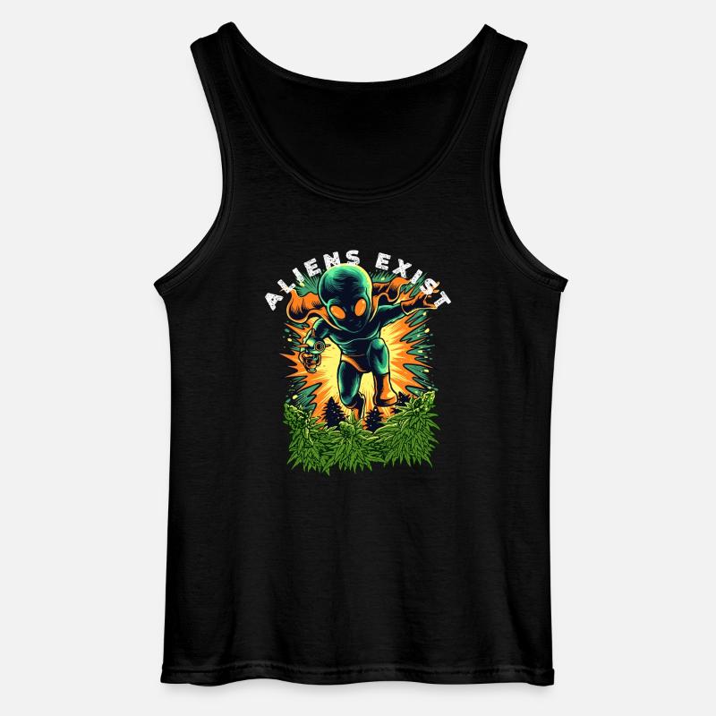 Aliens Exist Cosmic Glow - Gildan Men’s Tank Top - black