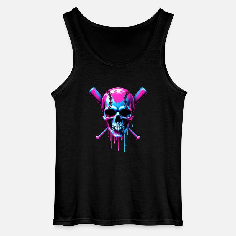 Baseball Skull Batte de Baseball - Débardeur Gildan Homme - noir