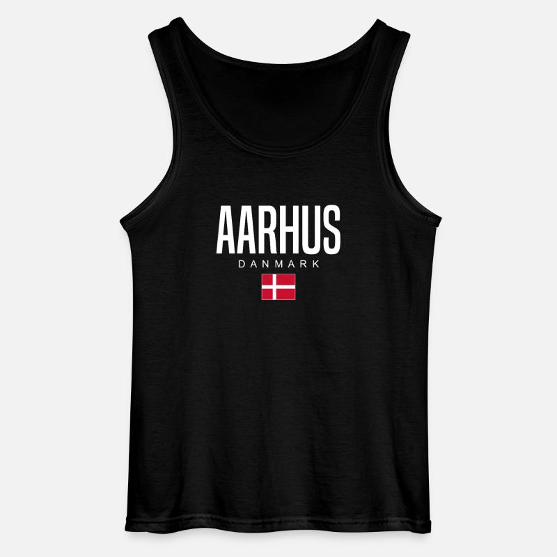 Aarhus, Danmark - Gildan tanktop til mænd - sort
