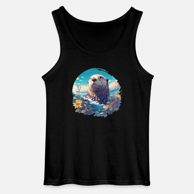 Seeotter - Gildan Männer Tank Top - Schwarz