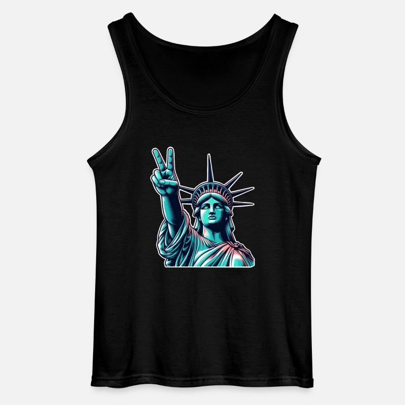 Freiheitsstatue Peace - Gildan Männer Tank Top - Schwarz
