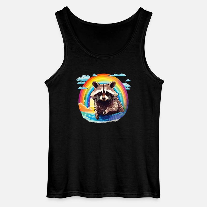 WASCHBÄR REGENBOGEN - Gildan Männer Tank Top - Schwarz