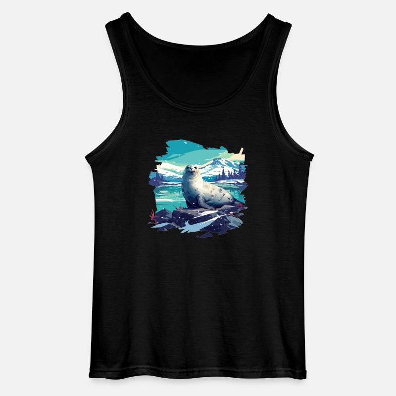Robben Robbe - Gildan Männer Tank Top - Schwarz