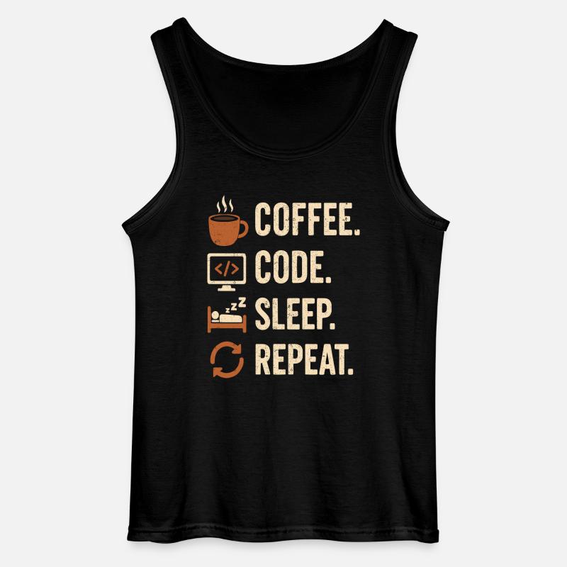 Geek-Coder-Routine – Kaffee, Code, Schlaf, mehr - Gildan Männer Tank Top - Schwarz
