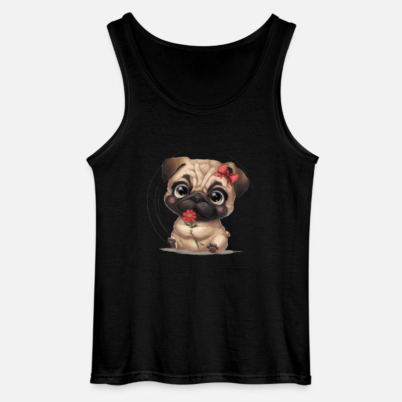 Mops Hundehalter Mops Liebe Blume - Gildan Männer Tank Top - Schwarz