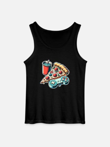Pizza Gaming Gamer - Gildan Men’s Tank Top - black