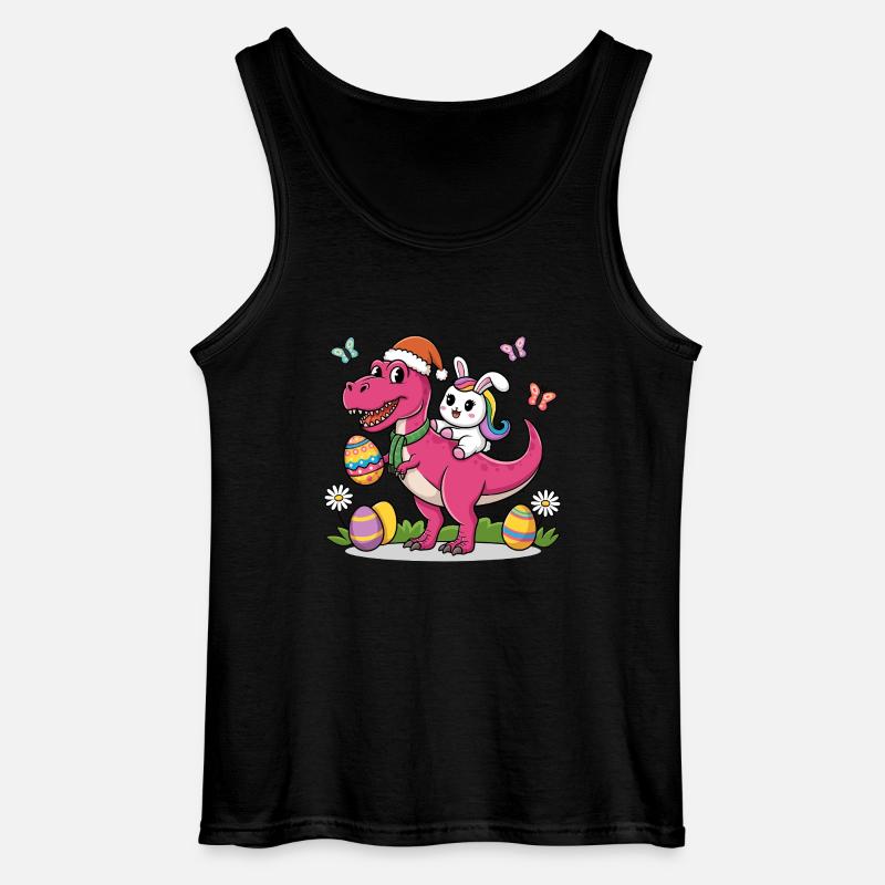 Easter Dinosaur Bunny Ears Easter - Gildan Men’s Tank Top - black