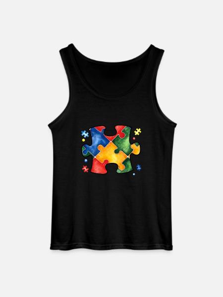 Autismus-Puzzle - Gildan Männer Tank Top - Schwarz