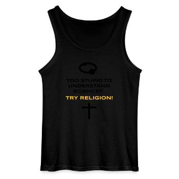 Science vs. Religion - Débardeur Gildan Homme - noir - Devant - AI Model Male 185 dark (185cm)