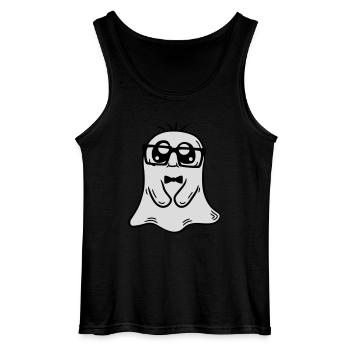 Little Nerd Ghost Comic - Gildan Men’s Tank Top - black - Front - AI Model Male 185 dark (185cm)