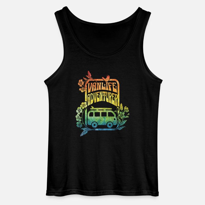 Vanlife - Regenbogenfarbene Blumen - Gildan Männer Tank Top - Schwarz