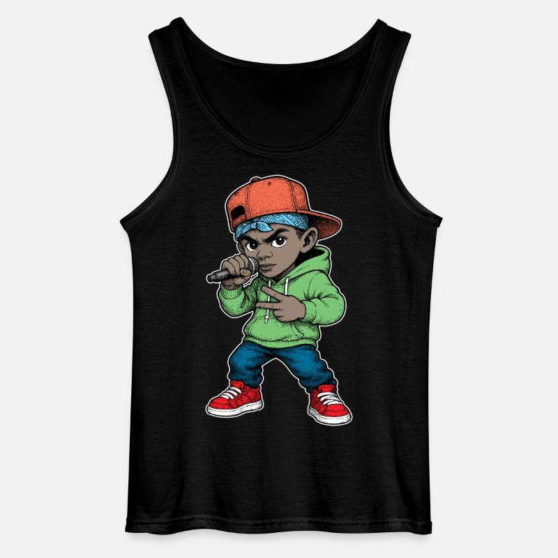 Junger Rapper-Junge mit Mikrofon - Gildan Männer Tank Top - Schwarz